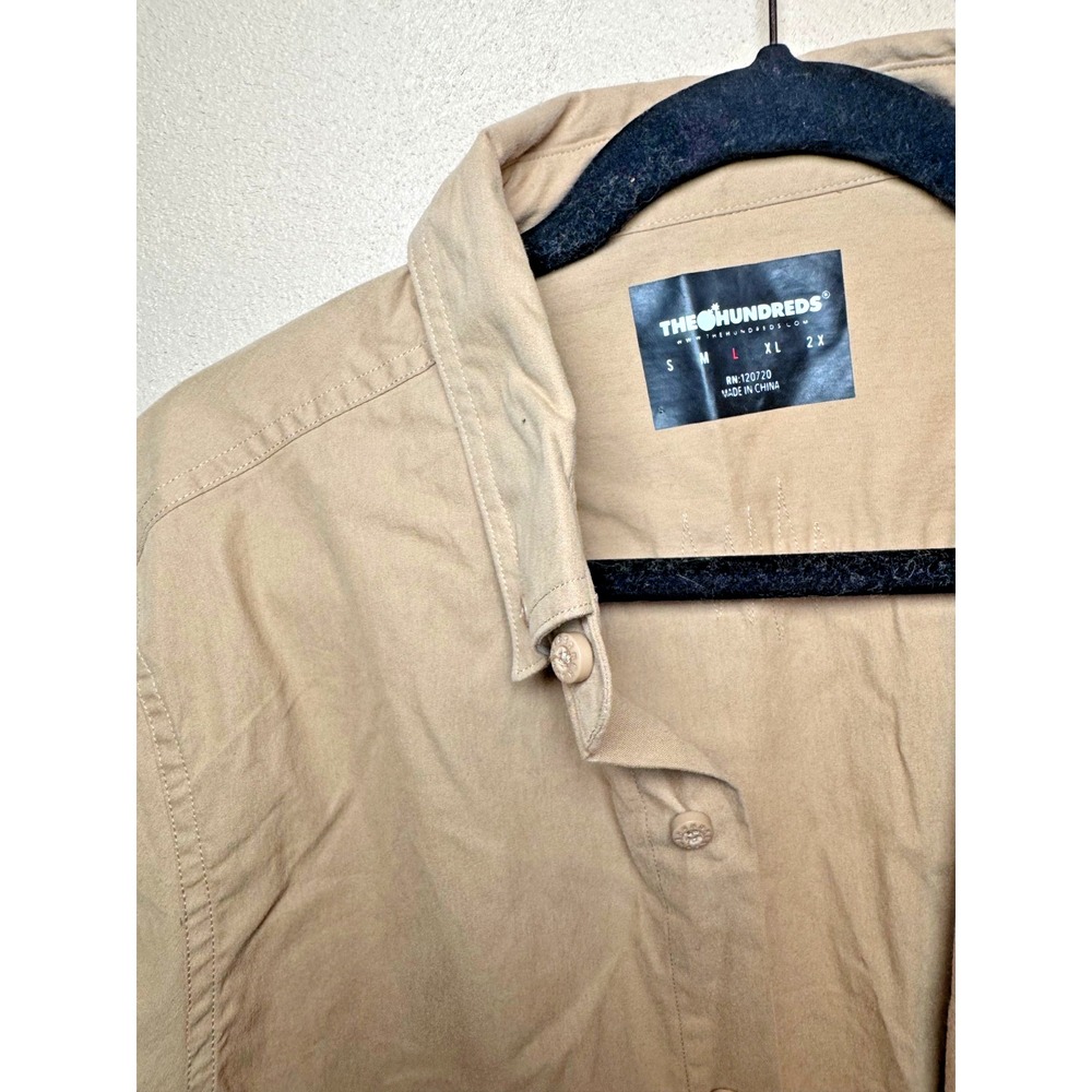 NWT The Hundreds Kirk Waterproof Button Down Khaki | Size L